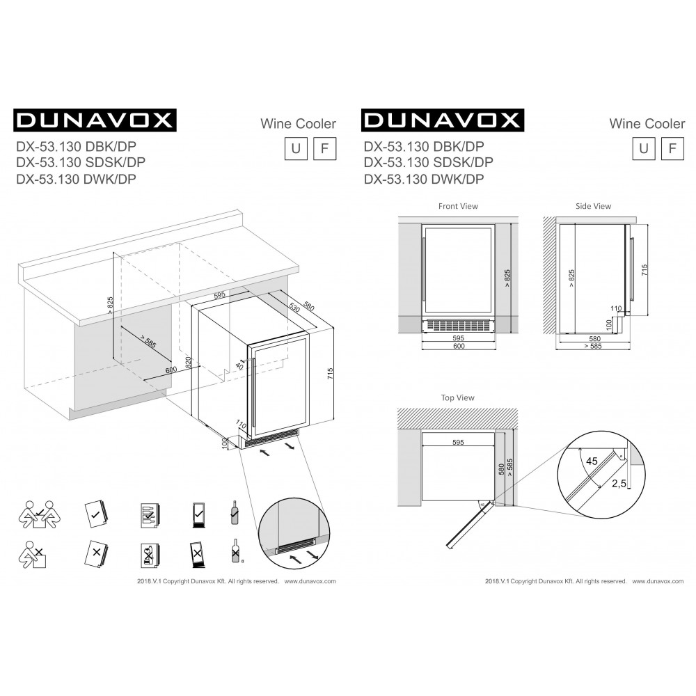 Встраиваемый винный шкаф Dunavox DX-53.130DBK/DP купить в интернет-магазине  BT-TECHNIKA c доставкой в Калининграде